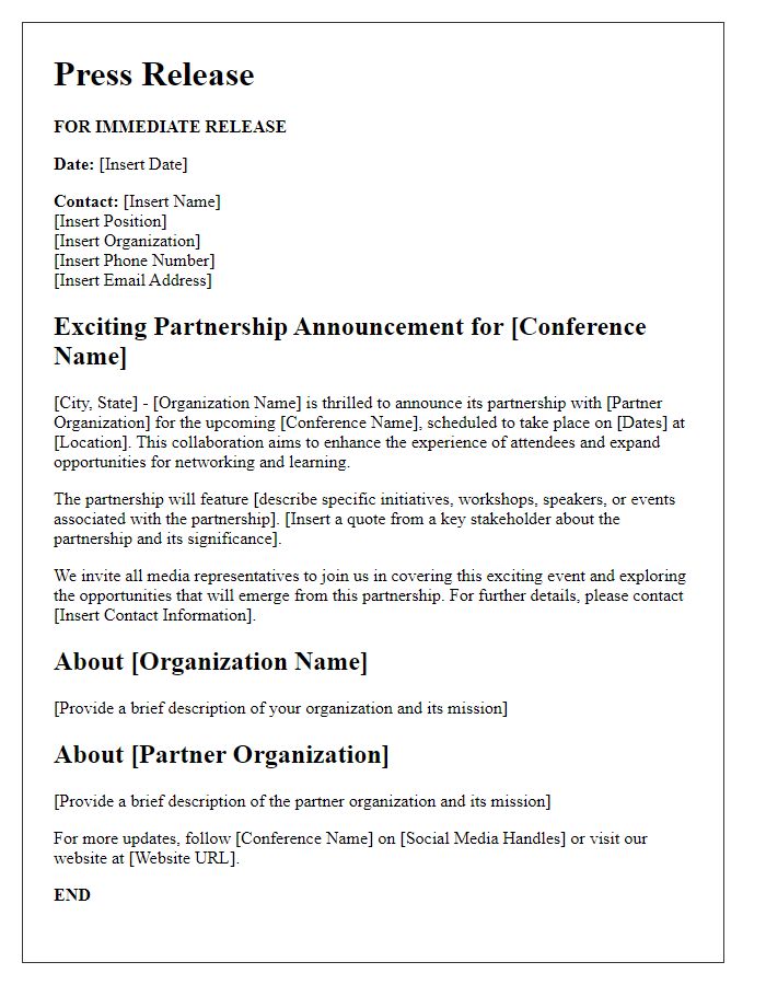 Letter template of conference partnership news for media relations