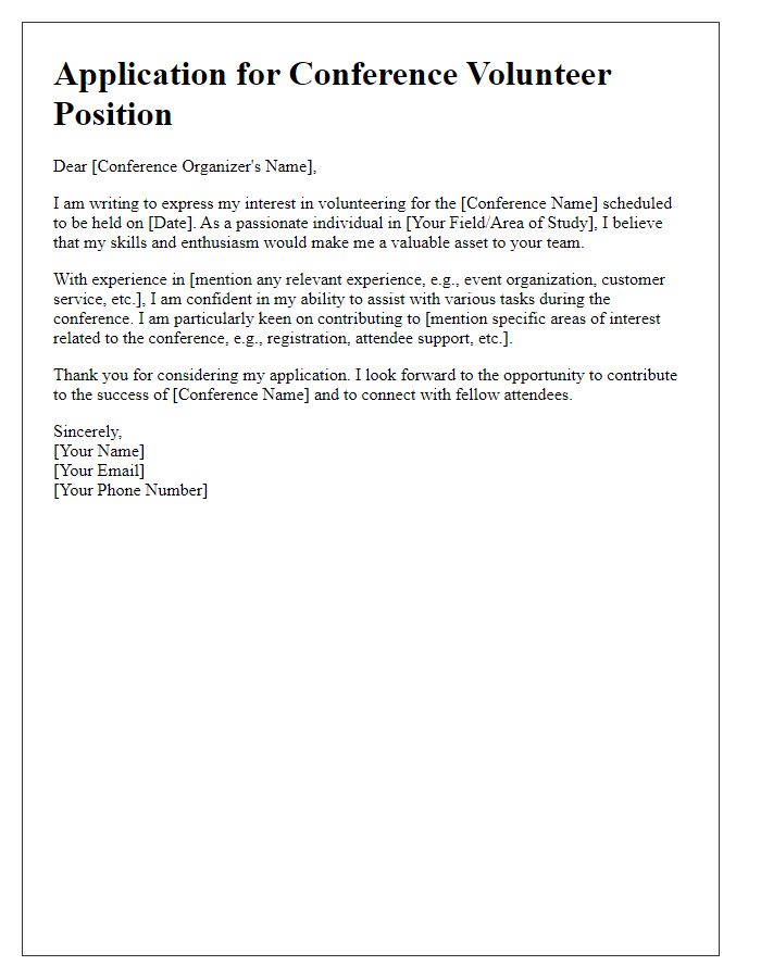 Letter template of interest for conference volunteer positions