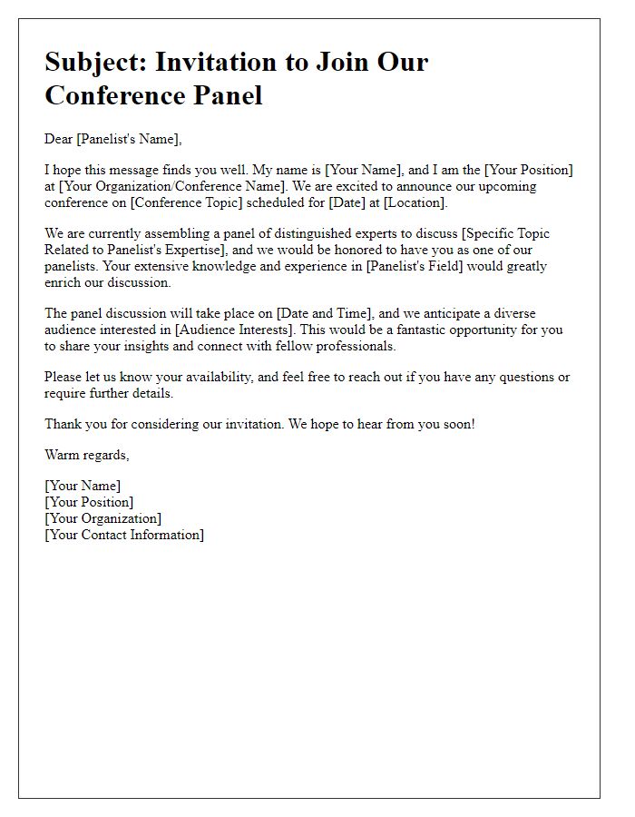 Letter template of introduction to conference panelist opportunity