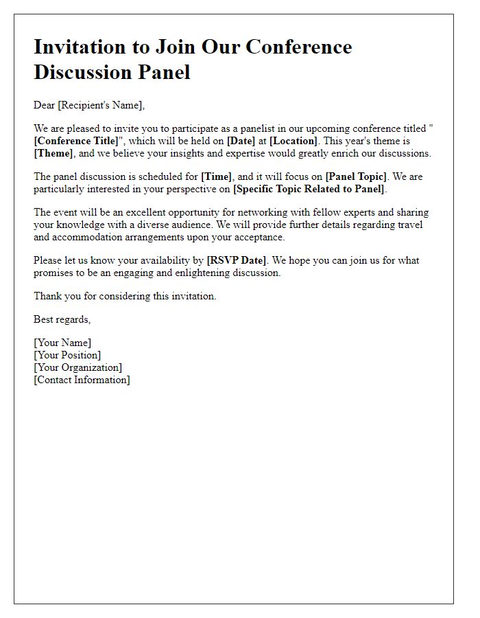 Letter template of invitation to join conference discussion panel