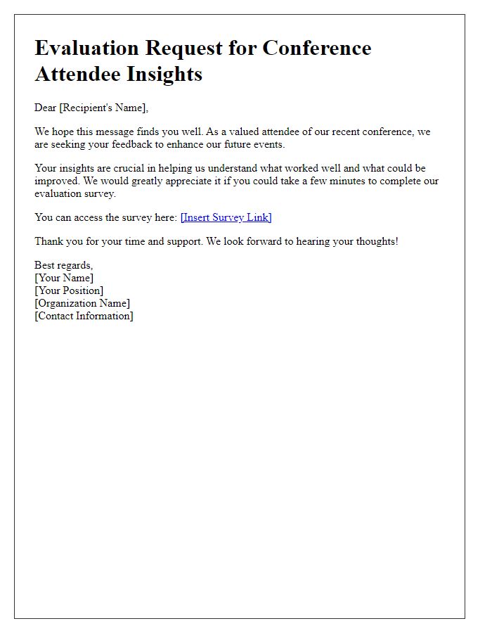 Letter template of evaluation request for conference attendee insights