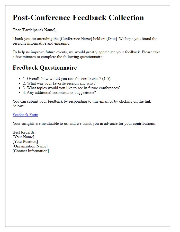 Letter template of post-conference feedback collection for participants