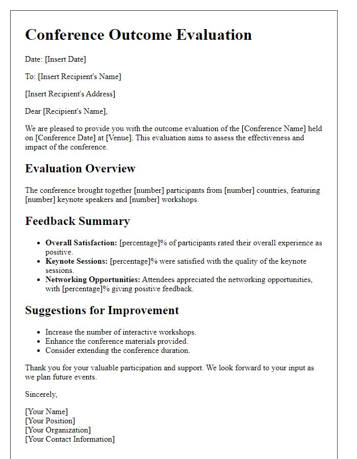 Letter template of conference outcome evaluation