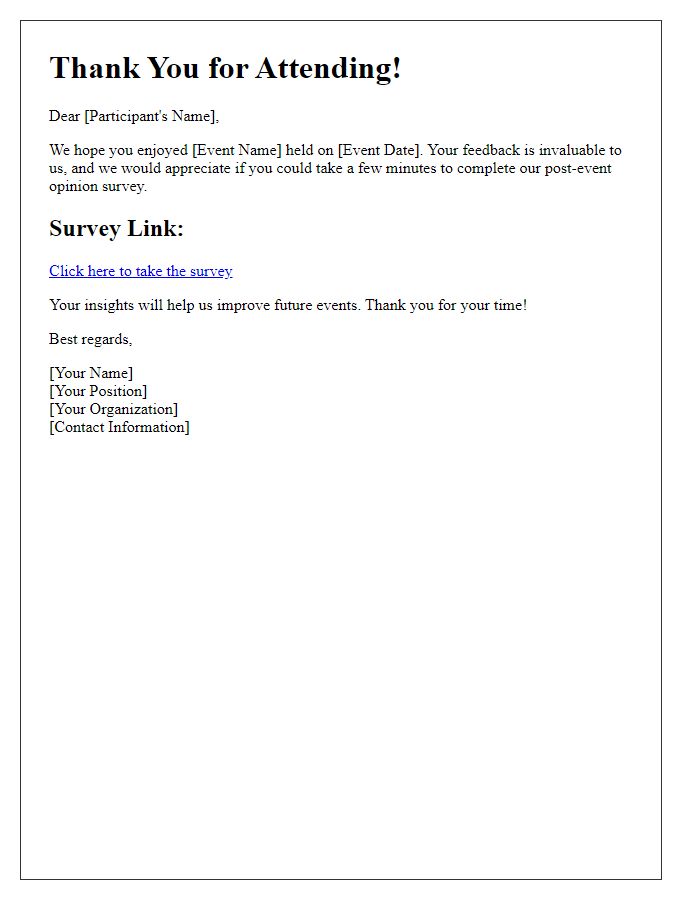 Letter template of post-event opinion survey