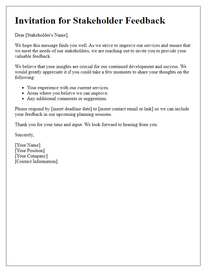 Letter template of stakeholder feedback invitation