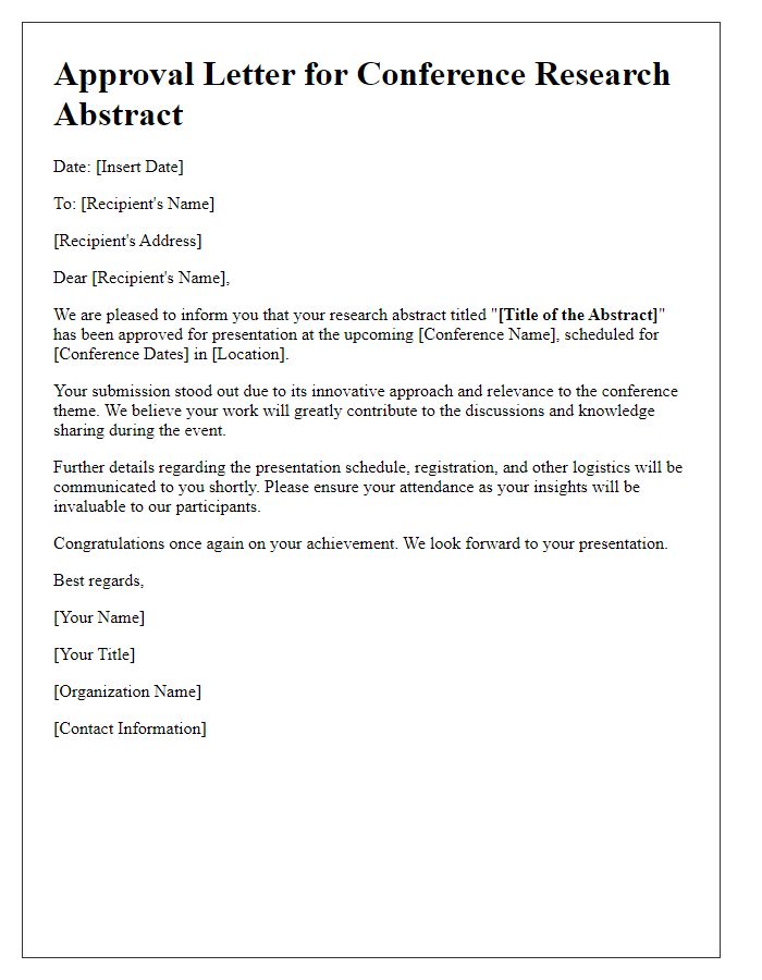 Letter template of approval for conference research abstract