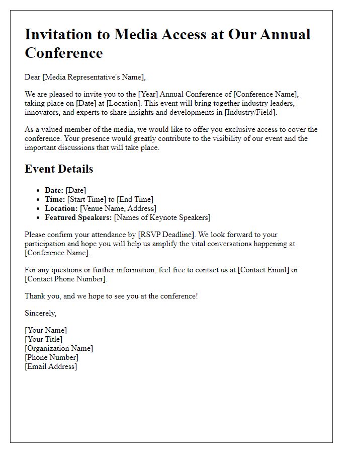 Letter template of media access invitation to our annual conference