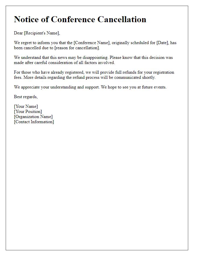 Letter template of advisory for conference cancellation