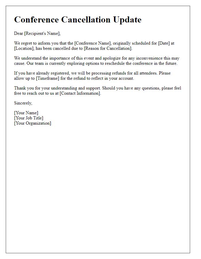 Letter template of conference cancellation update