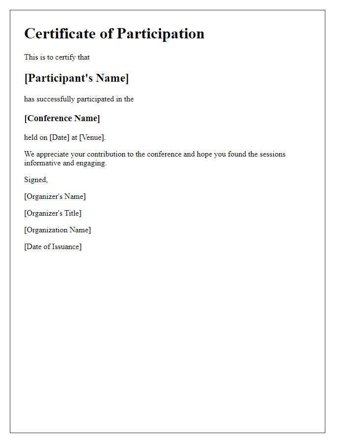 Letter template of completion for conference participation certificate