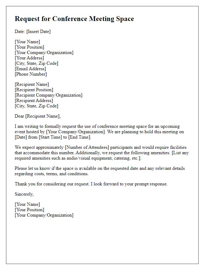 Letter template of request for conference meeting space