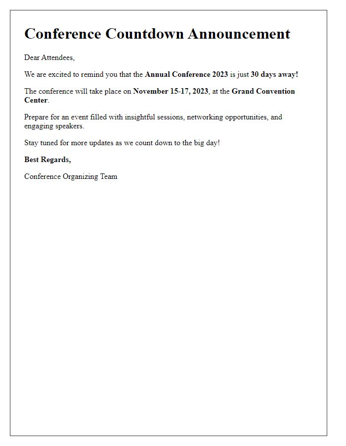 Letter template of conference countdown posts