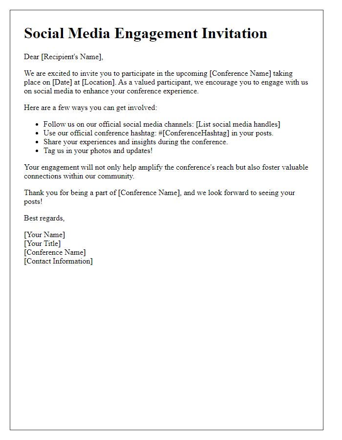 Letter template of conference social media engagement