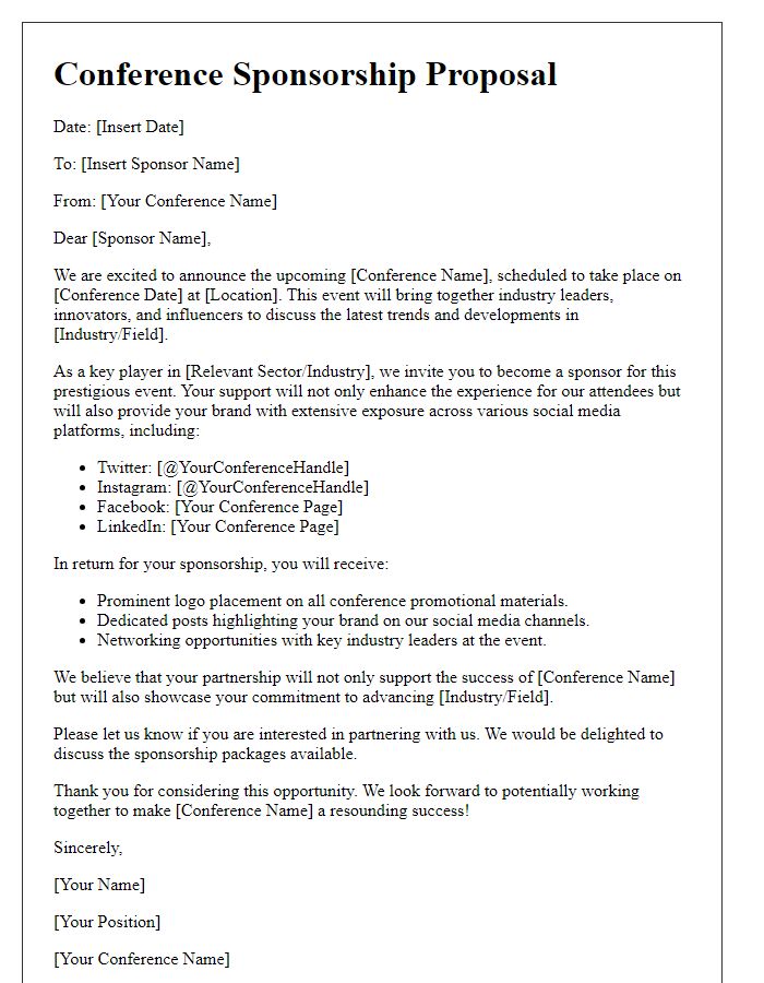 Letter template of conference sponsorships on social media