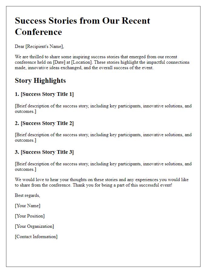 Letter template of conference success stories compilation