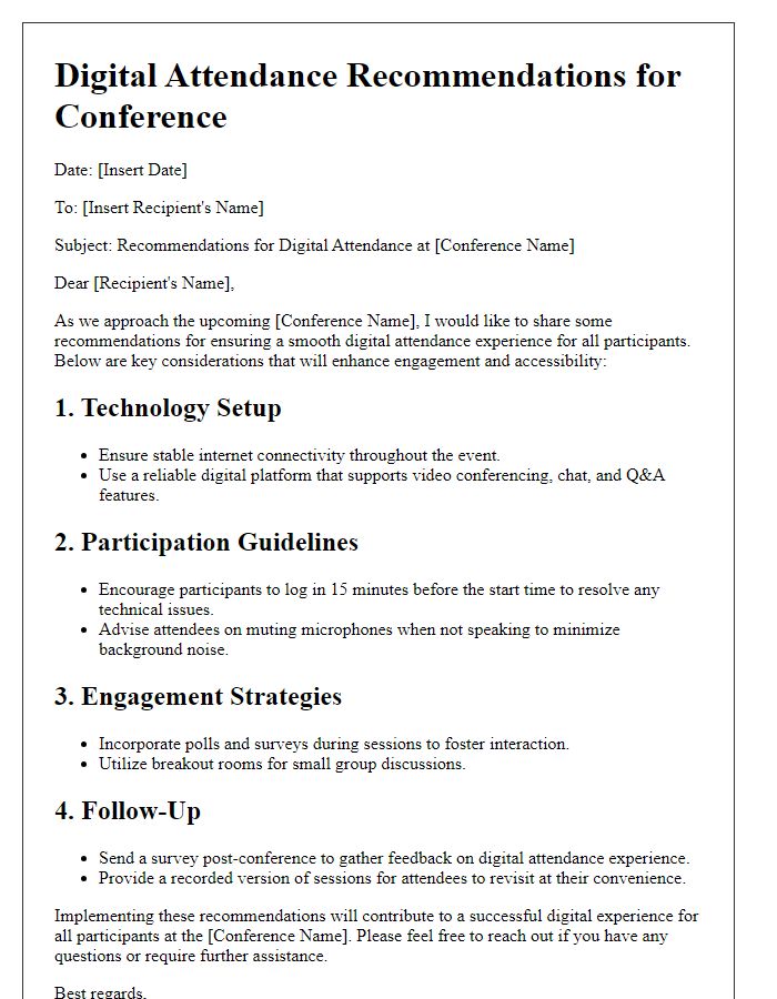 Letter template of Digital Attendance Recommendations for Conference