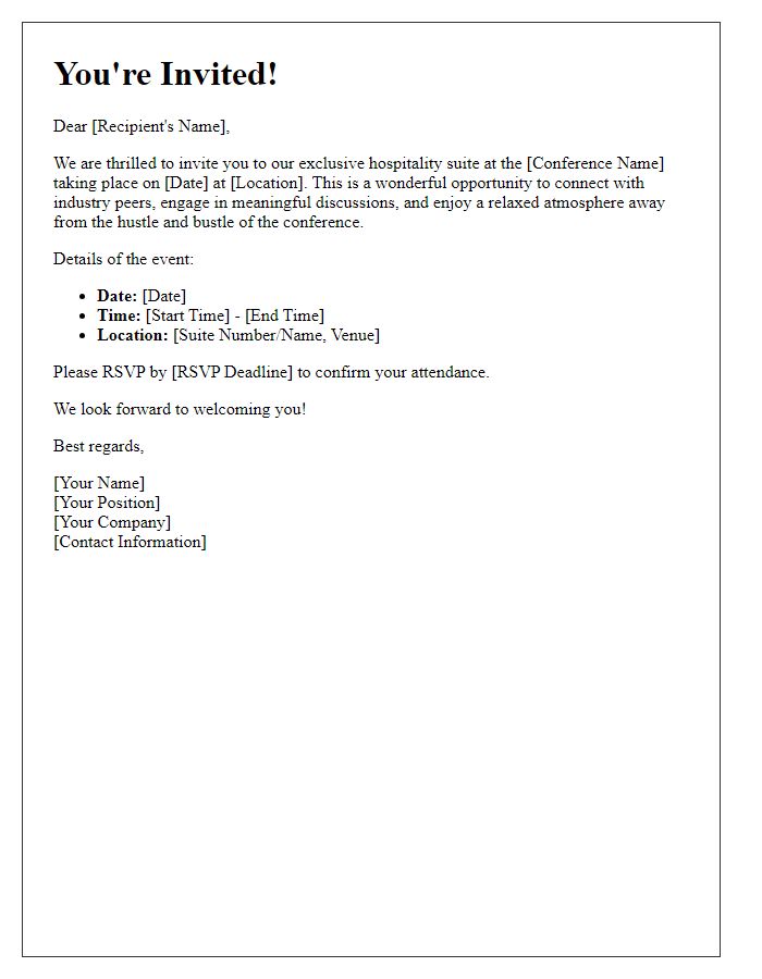 Letter template of personalized invitation for conference hospitality suite access