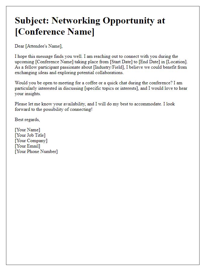 Letter template of networking opportunity for conference attendees