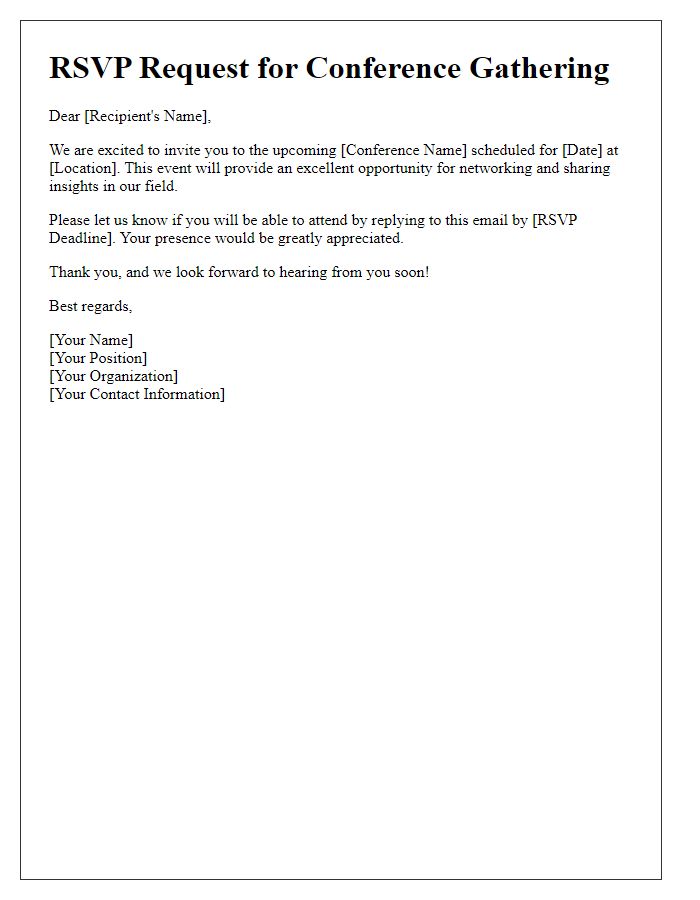 Letter template of RSVP request for conference gathering