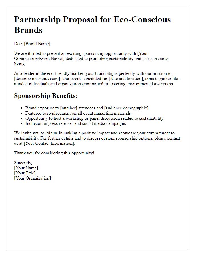 Letter template of sponsorship opportunities for eco-conscious brands.