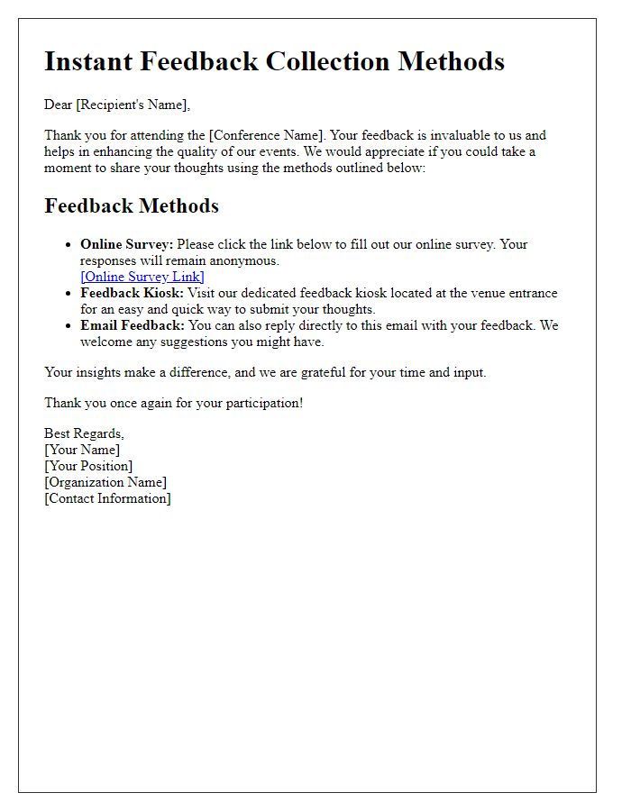 Letter template of conference instant feedback collection methods