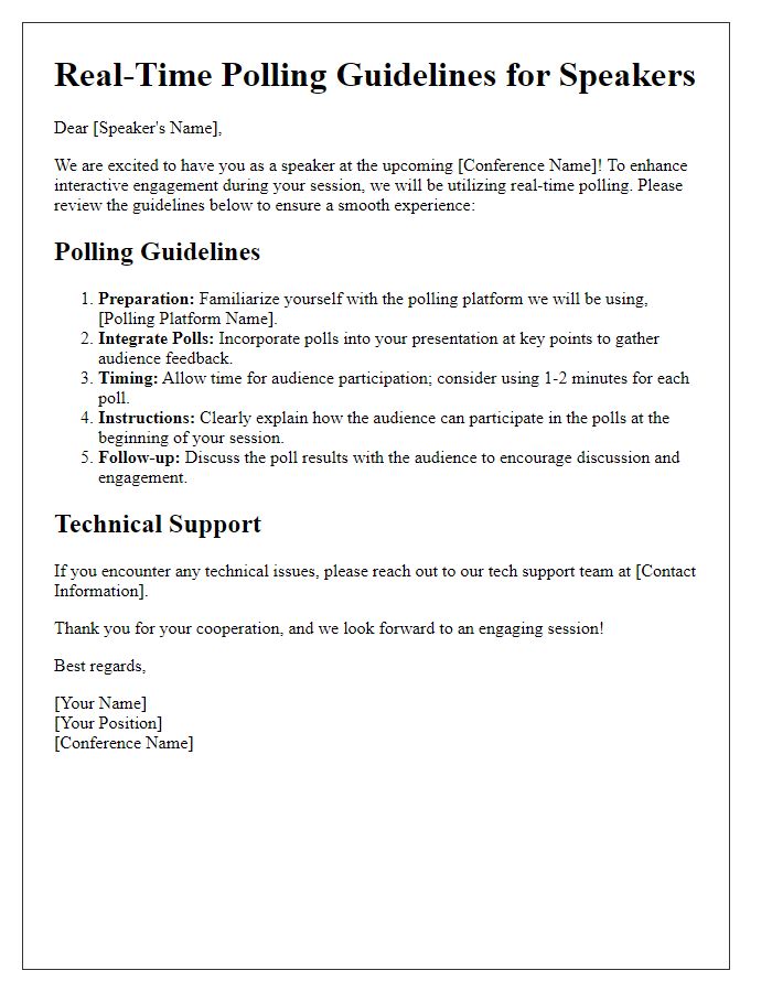 Letter template of conference real-time polling guidelines for speakers