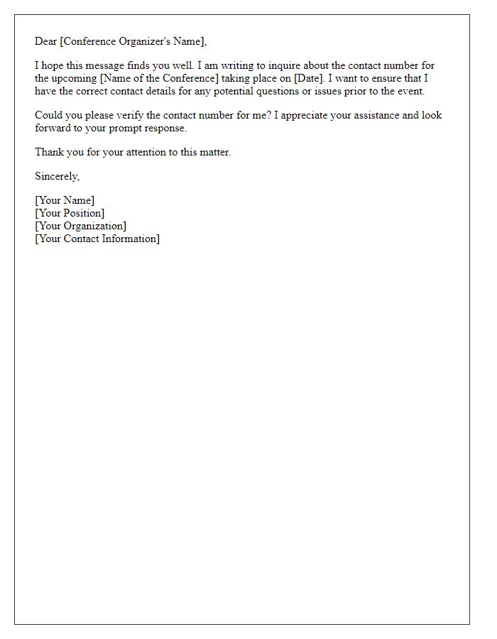 Letter template of inquiry for conference contact number verification