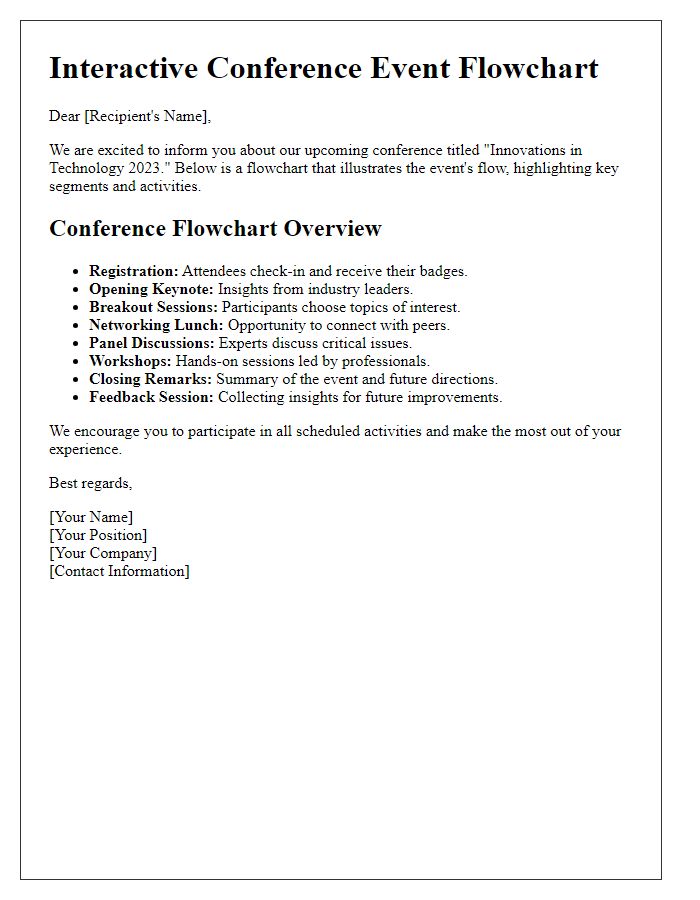 Letter template of interactive conference event flowchart explanation