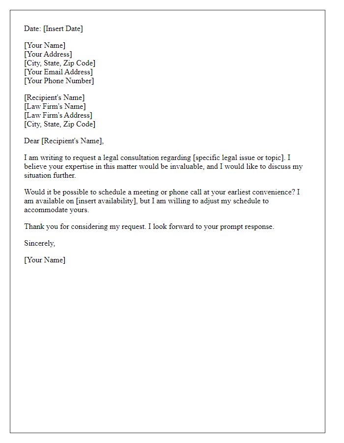 Letter template of legal consultation request