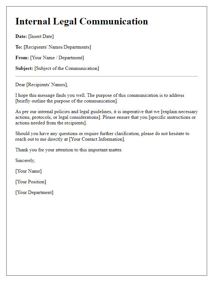 Letter template of internal legal communication for party members