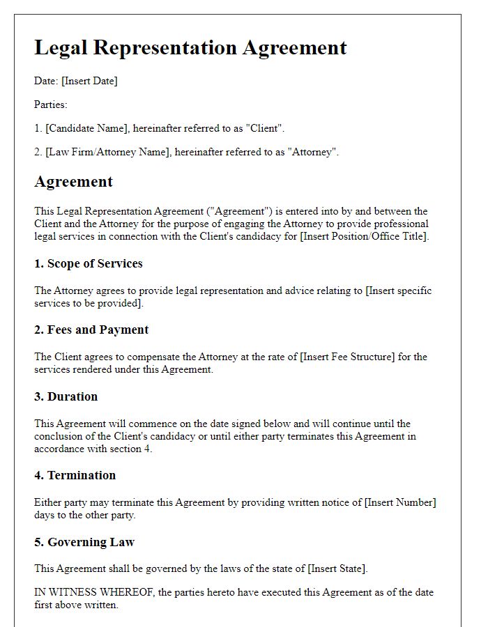 Letter template of legal representation agreement for party candidates