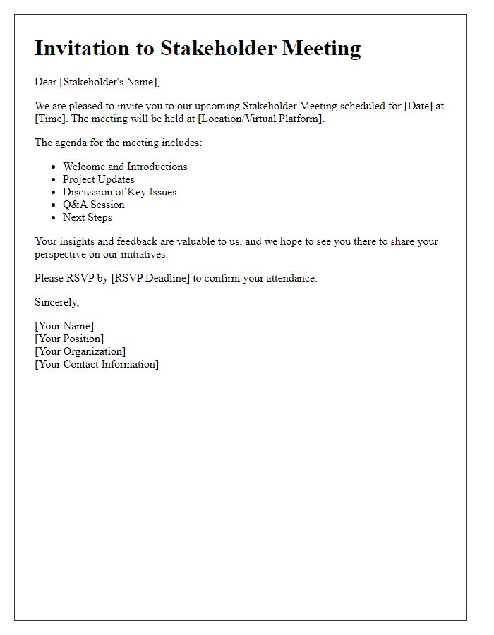 Letter template of Stakeholder Meeting Invitation