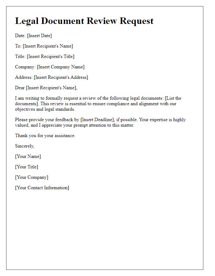 Letter template of legal document review request