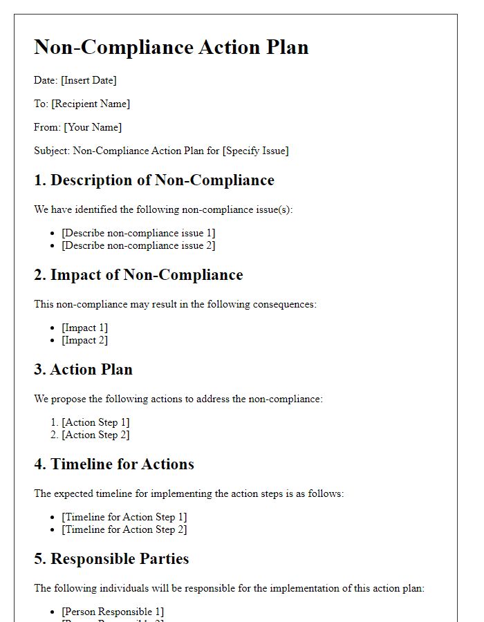 Letter template of Non-Compliance Action Plan