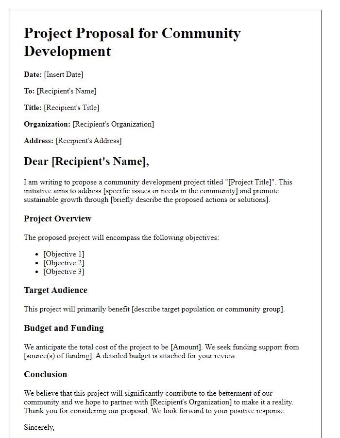 Letter template of project proposal for community development