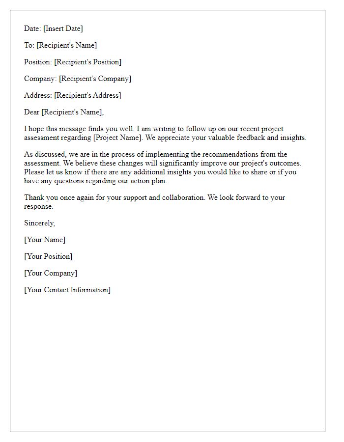 Letter template of project assessment follow-up