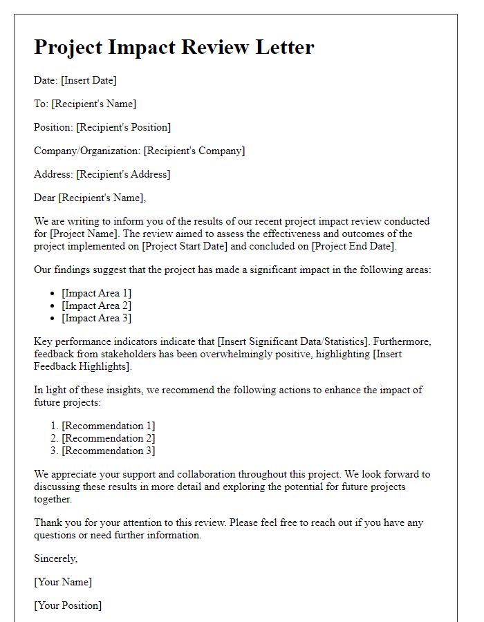 Letter template of project impact review letter