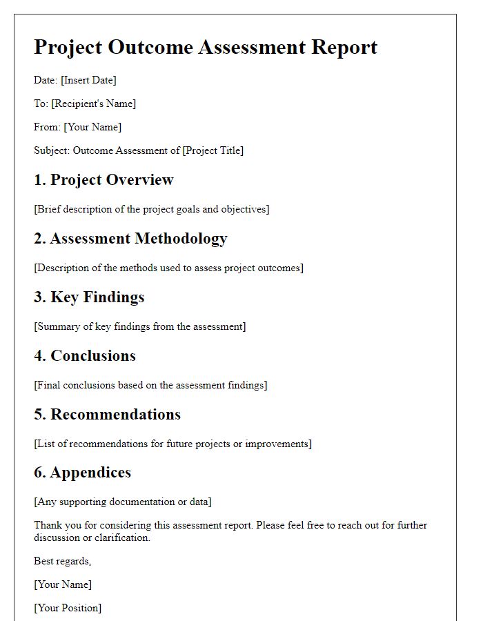 Letter template of project outcome assessment report