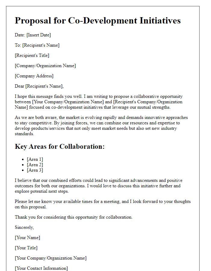 Letter template of suggestion for co-development initiatives