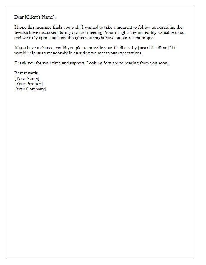 Letter template of polite nudge for client feedback