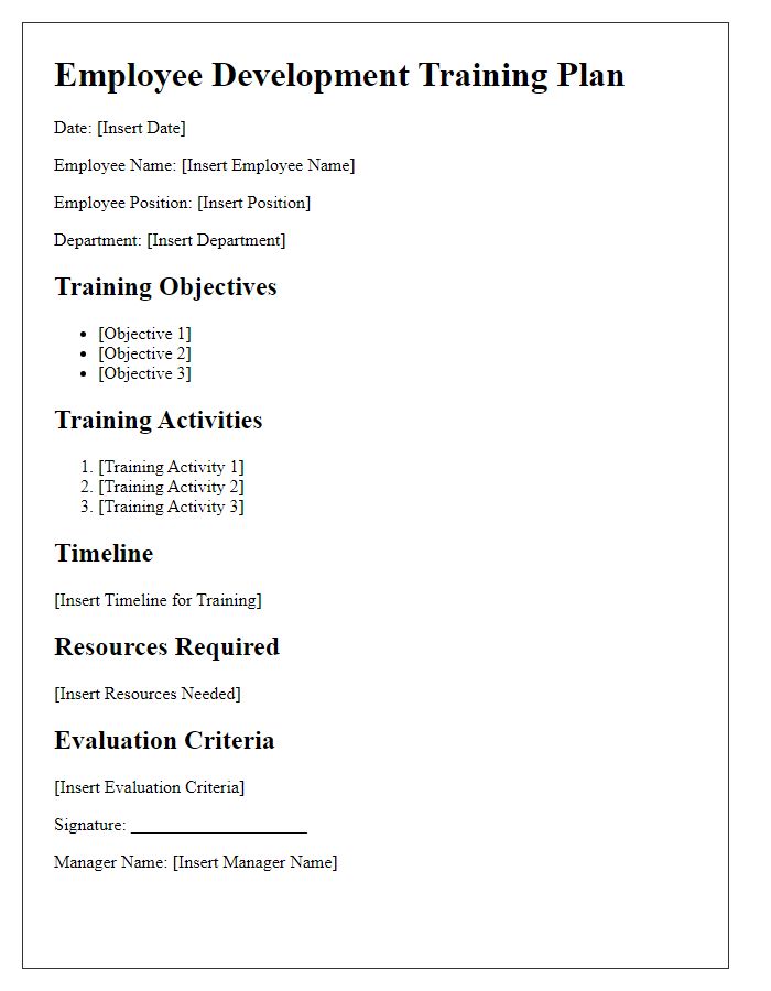 Letter template of employee development training plan