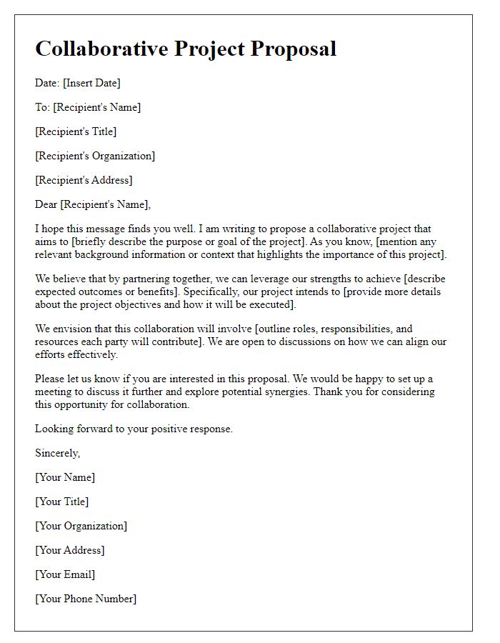 Letter template of collaborative project proposal