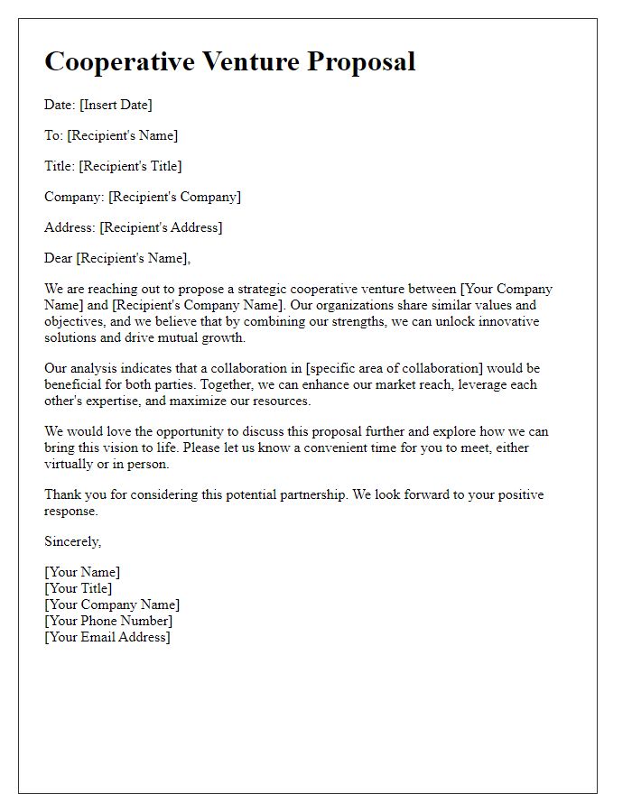 Letter template of cooperative venture appeal