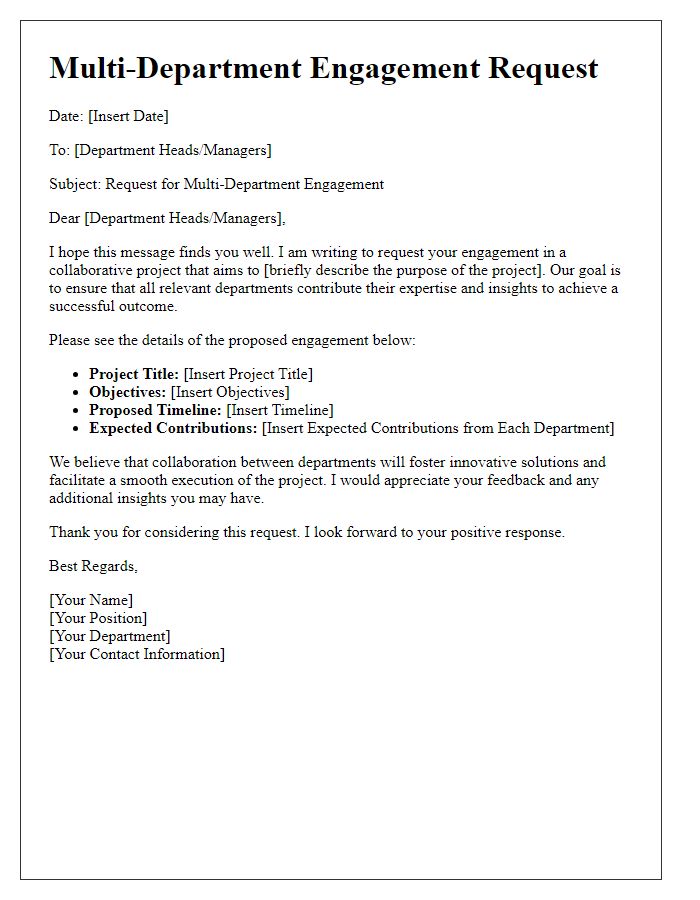 Letter template of multi-department engagement request