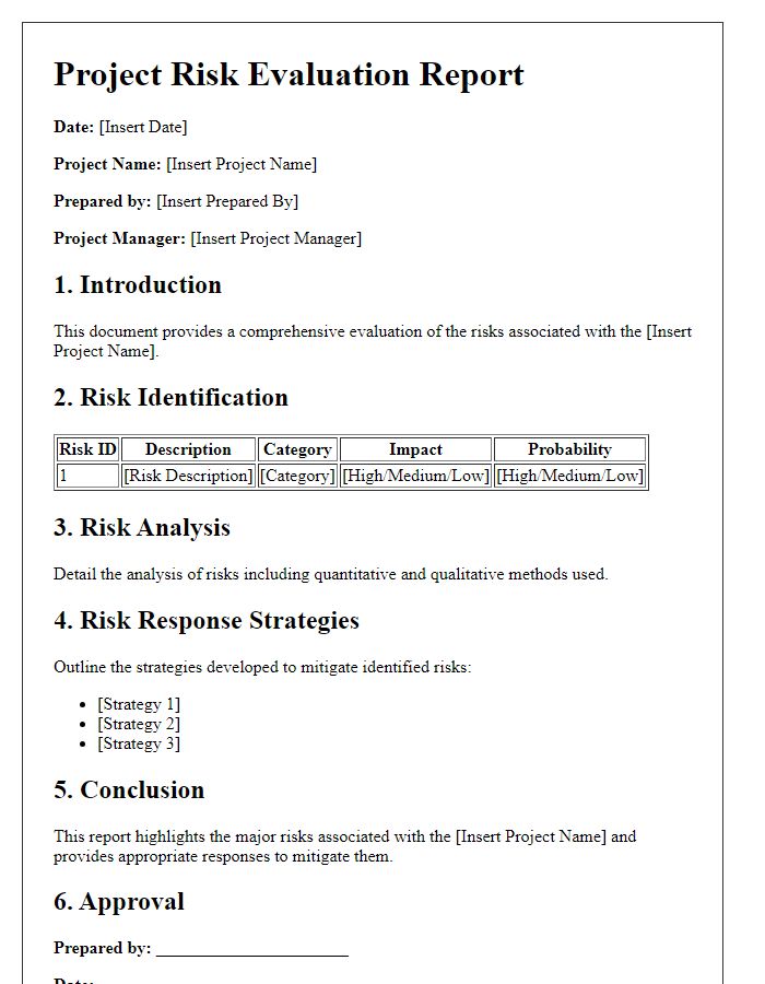 Letter template of project risk evaluation report