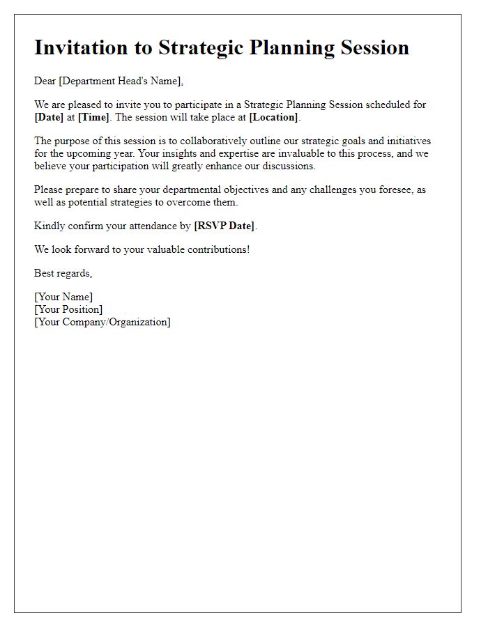 Letter template of strategic planning session invitation for department heads