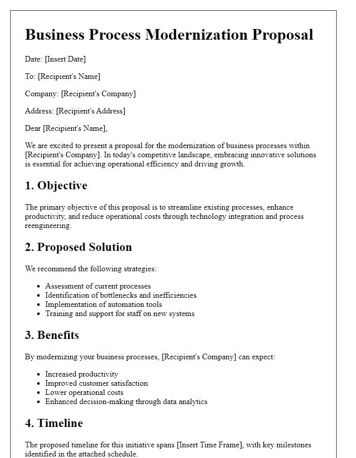 Letter template of business process modernization proposal