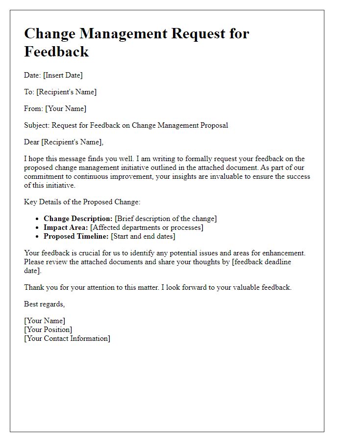 Letter template of change management request for feedback