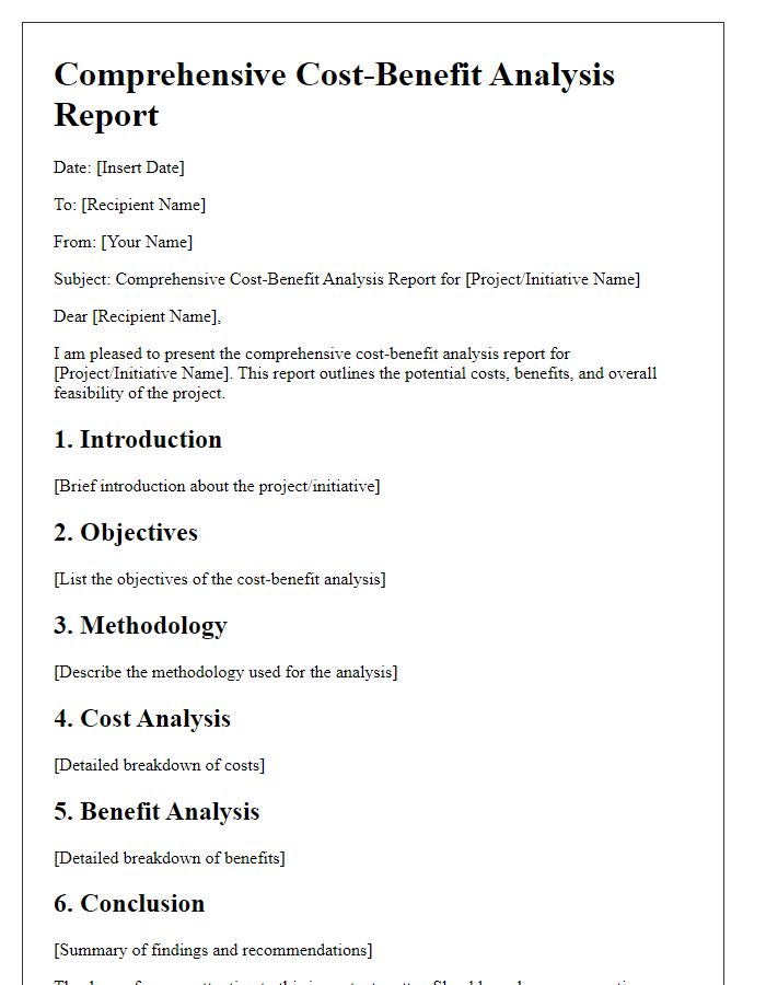 Letter template of comprehensive cost-benefit analysis report