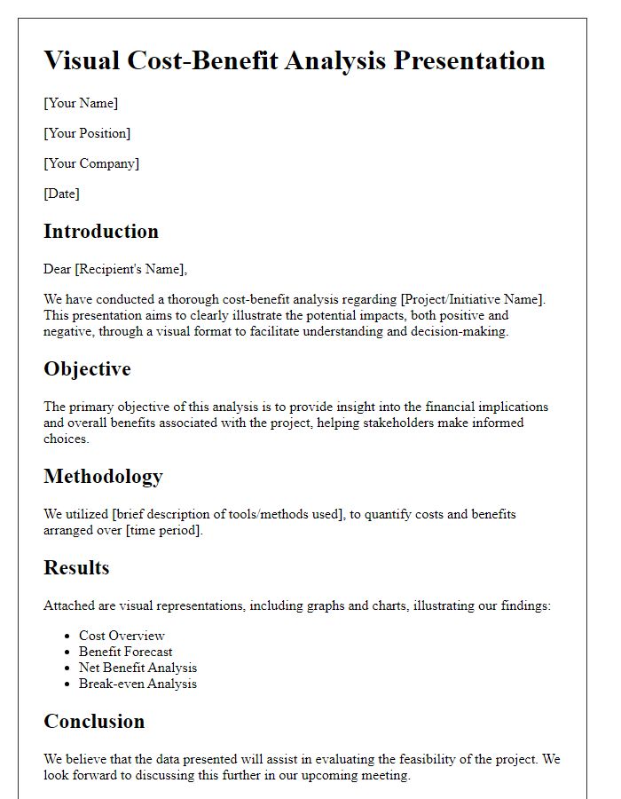 Letter template of visual cost-benefit analysis presentation